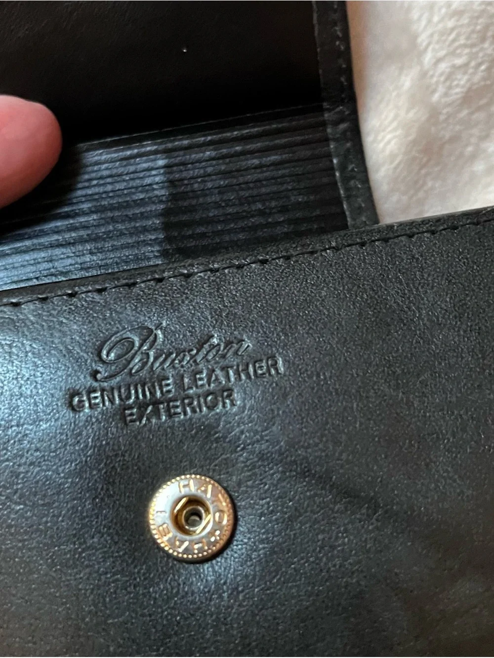 Vintage Buxton Cardex Black Leather Wallet Gold Kiss Lock